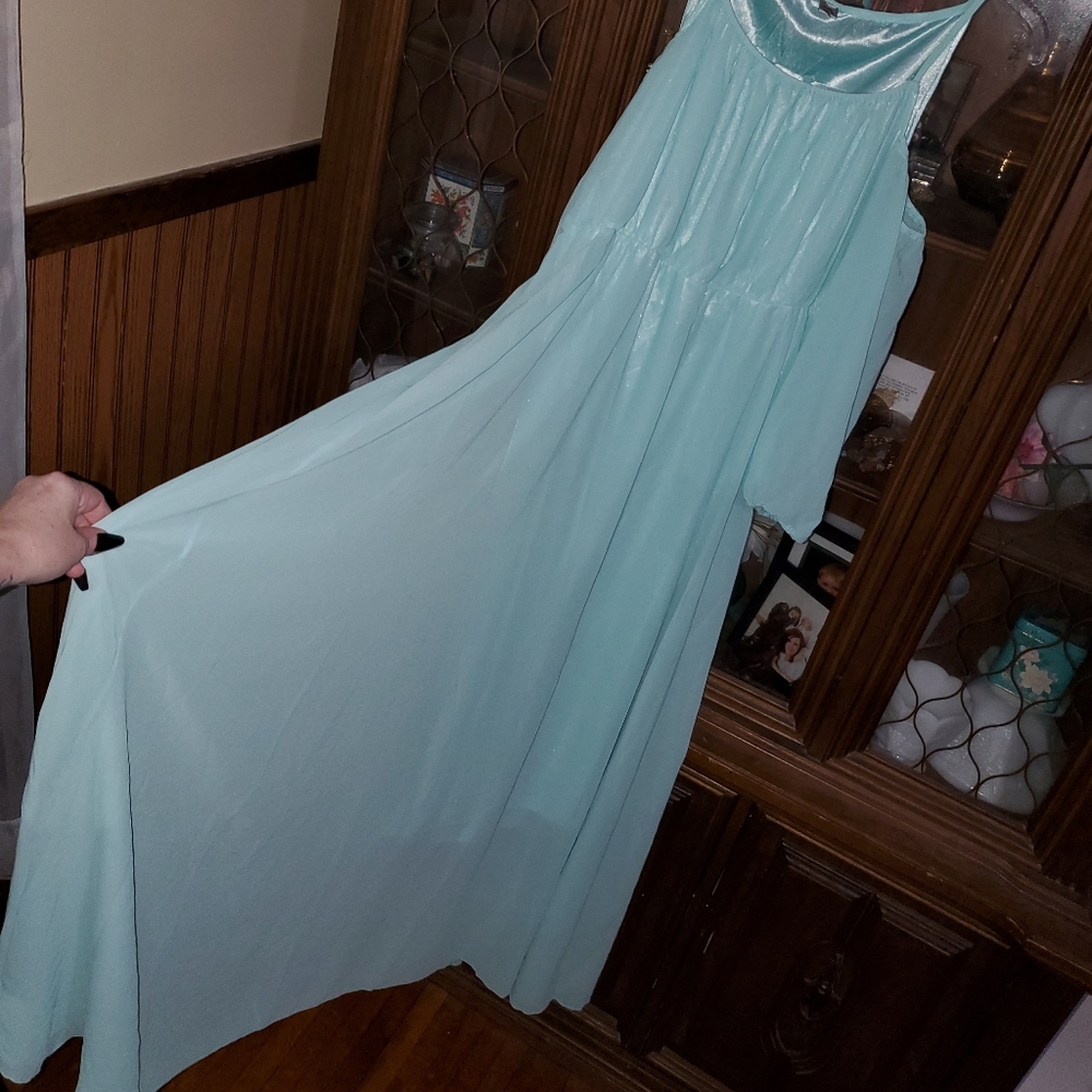 Aqua Puff Sleeve Dress - Picture 4 of 7